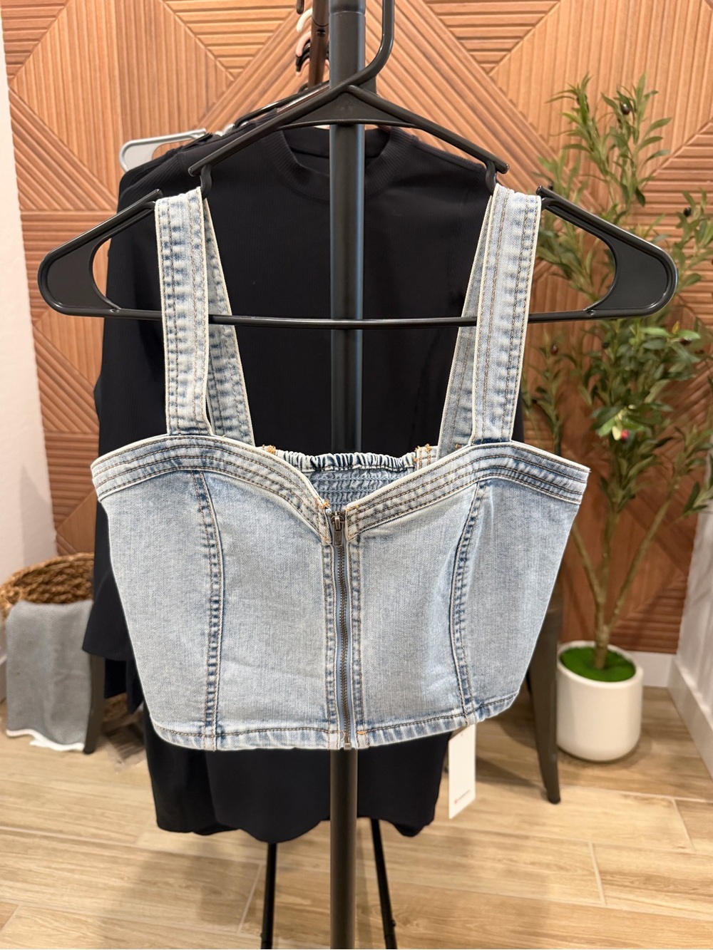 Denim Zip-Up Crop Top